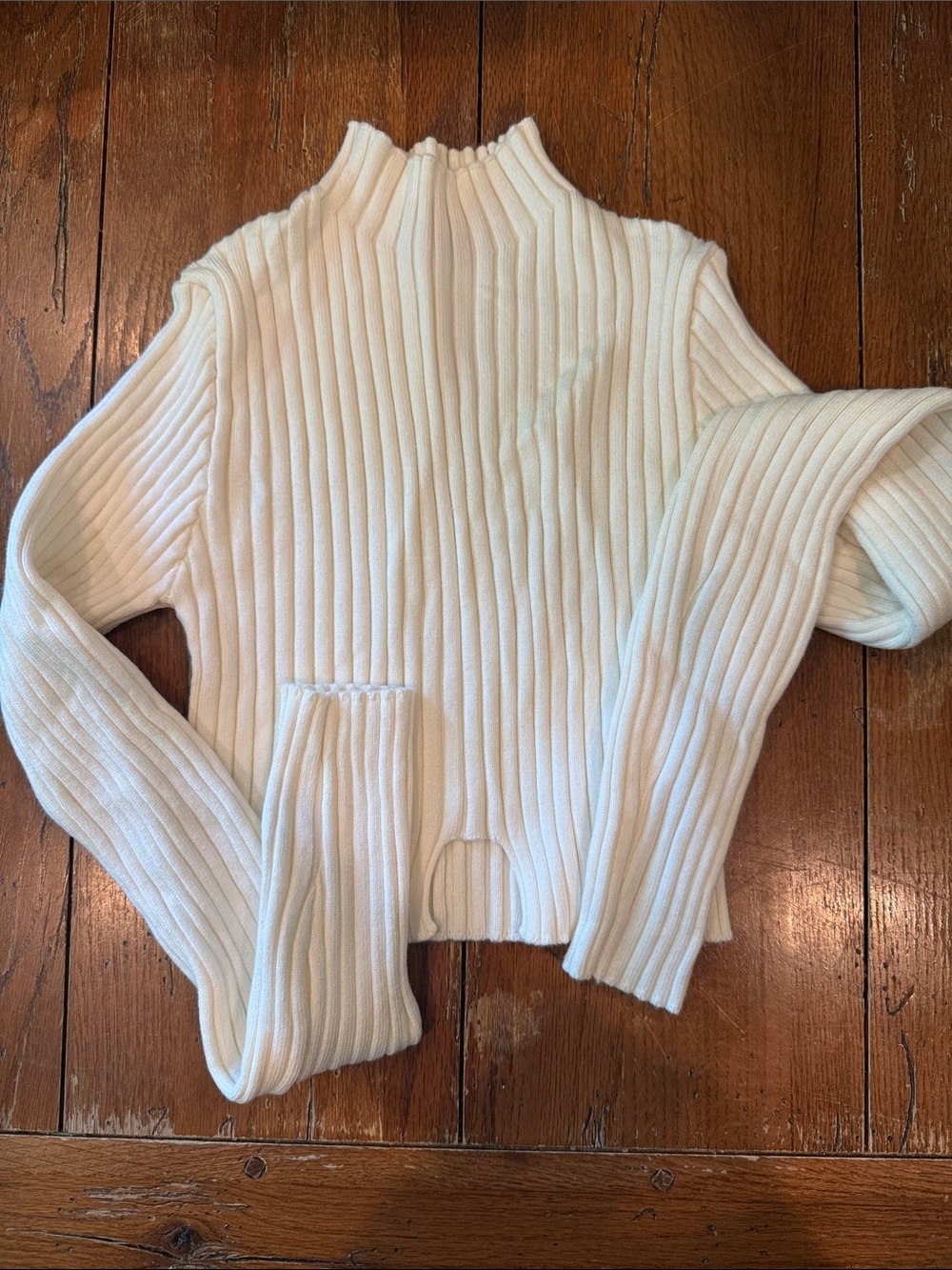 Edikted Cream Ribbed Turtleneck Sweater